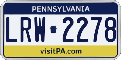 PA license plate LRW2278