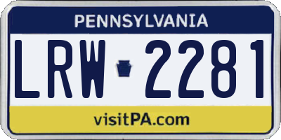 PA license plate LRW2281