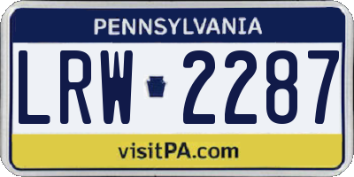 PA license plate LRW2287