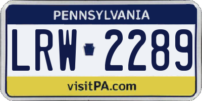 PA license plate LRW2289
