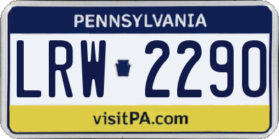 PA license plate LRW2290