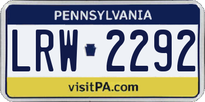 PA license plate LRW2292