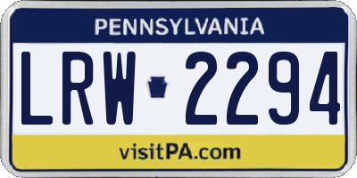 PA license plate LRW2294