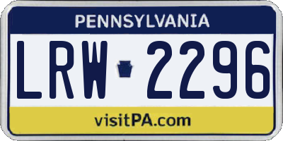 PA license plate LRW2296