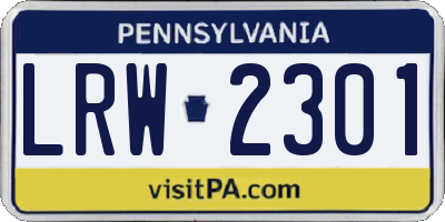 PA license plate LRW2301
