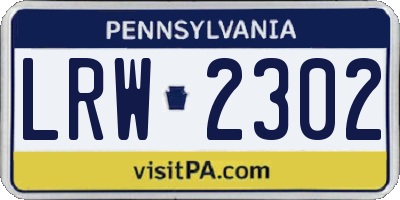 PA license plate LRW2302