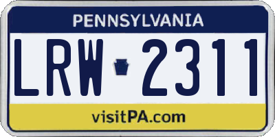 PA license plate LRW2311