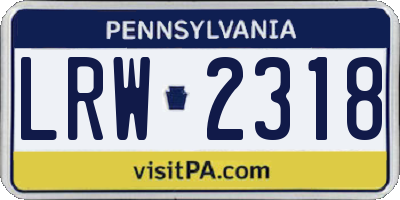PA license plate LRW2318