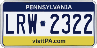 PA license plate LRW2322