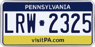 PA license plate LRW2325