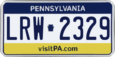 PA license plate LRW2329