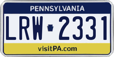 PA license plate LRW2331