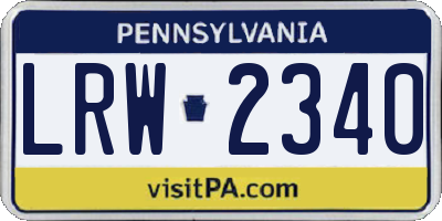 PA license plate LRW2340