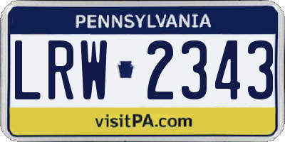 PA license plate LRW2343