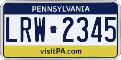 PA license plate LRW2345