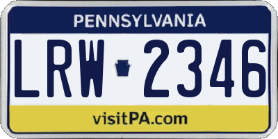 PA license plate LRW2346