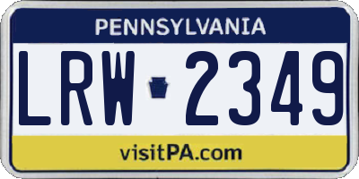 PA license plate LRW2349