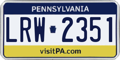 PA license plate LRW2351