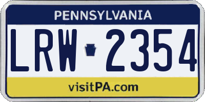 PA license plate LRW2354