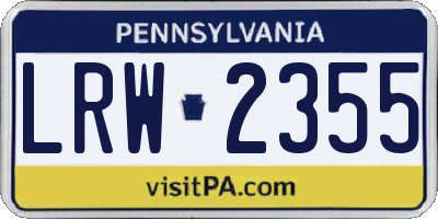 PA license plate LRW2355