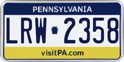 PA license plate LRW2358