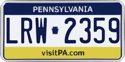 PA license plate LRW2359