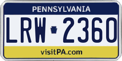 PA license plate LRW2360