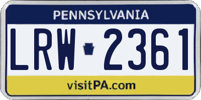 PA license plate LRW2361