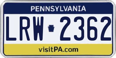 PA license plate LRW2362