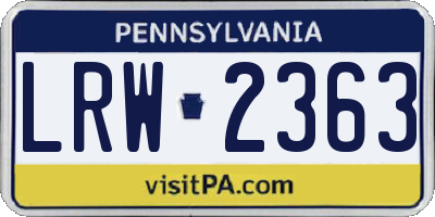 PA license plate LRW2363