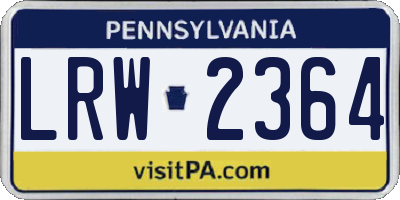 PA license plate LRW2364