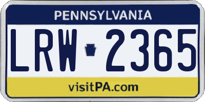 PA license plate LRW2365