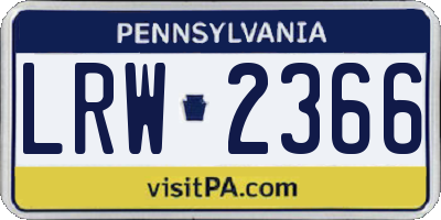 PA license plate LRW2366