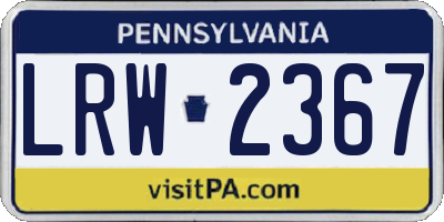 PA license plate LRW2367