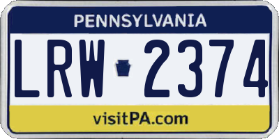 PA license plate LRW2374