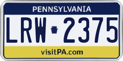 PA license plate LRW2375