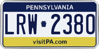 PA license plate LRW2380