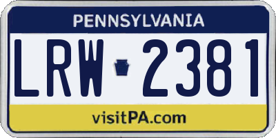 PA license plate LRW2381