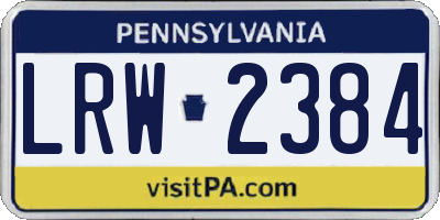 PA license plate LRW2384