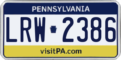 PA license plate LRW2386