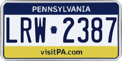 PA license plate LRW2387