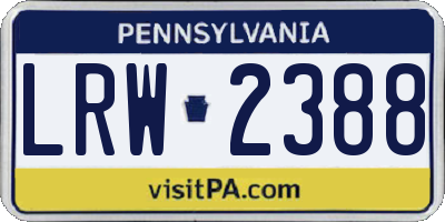 PA license plate LRW2388