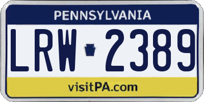 PA license plate LRW2389