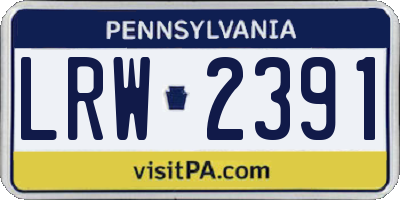 PA license plate LRW2391