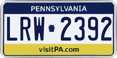 PA license plate LRW2392
