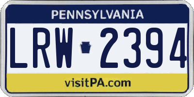 PA license plate LRW2394