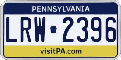 PA license plate LRW2396