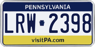 PA license plate LRW2398