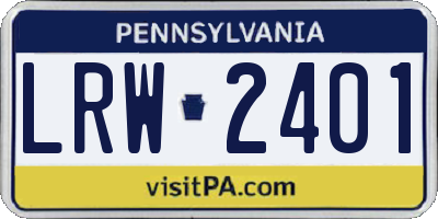 PA license plate LRW2401
