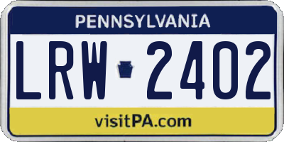 PA license plate LRW2402